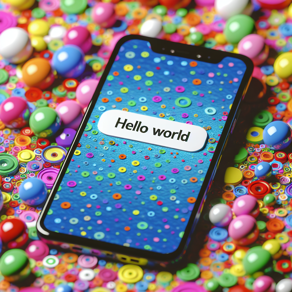 A mobile phone displaying a hello world application